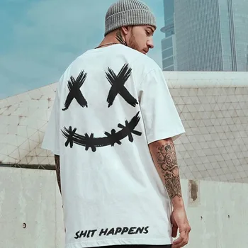 Smiley Veido Spausdinti Prarasti T Shirts Hip-hop Mens 2021 Naują Atsitiktinis Trumpas Rankovės Marškinėliai, Mados Vasarą, O Kaklo Viršūnes Vyrų Streetwear