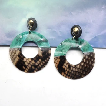 Snake pattern Acrylic Large Round Circle Stud Earrings
