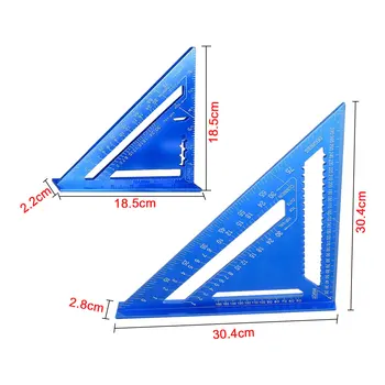 Staliaus darbai Greičio Kvadrato Trikampio Kampas Matlankis 7/12 colių Kampas Valdovas Metriniai/Imperiniai Aliuminio Lydinio Trikampio Matavimo Liniuotė