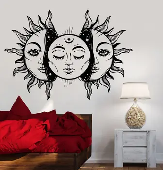 Sun Moon Star Vinilo Sienos Lipdukas Abstrakčiai Saulės Pasakos Miegamojo Kambarį Dekoro, Sienų Lipdukai Nuimamas Meno Apdailos Freskos Z308