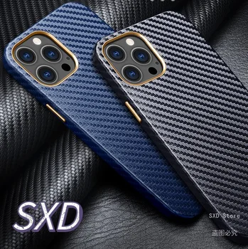 SXD Anglies Pluošto Tekstūra Atveju iPhone 12 Pro Max mini 11 X Xs Xr Max 7 8 Verslo Prabangos PU Oda Telefono Atvejais Dangtis