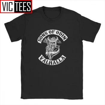 Sūnūs Odin Valhalla Skyrius Vikingai T-Shirt Vyrams Odin Viking Laisvalaikio Grynos Medvilnės Marškinėlius Negabaritinius