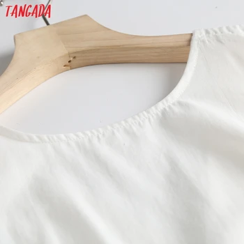 Tangada Moterų Balta Backless Midi Suknelė be Rankovių 2021 Mados Lady Elegantiškas Suknelės 6D52