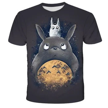 Totoro 3D Atspausdintas T-shirt Vyrai Moterys Atsitiktinis O-Kaklo trumpomis Rankovėmis Streetwear marškinėliai Mados Harajuku Hip-Hop Negabaritinių Tee Viršūnės