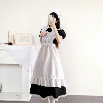 Tradicinis Kambarinės Apranga Anime Ilga Suknelė Moterims Kavinė Kostiumas Japonų Anime Cosplay Šeimininkė, Drabužių, Retro Balta Suknelė