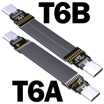 Trumpas Juodas FFC USB C FPV Butas Slim Plonos Juostelės FPC Kabelis USB 3.2 Tipas-C 90 Laipsniu USB-C Gen2x2 20G/bps už sinchronizavimo ir Įkrovimo