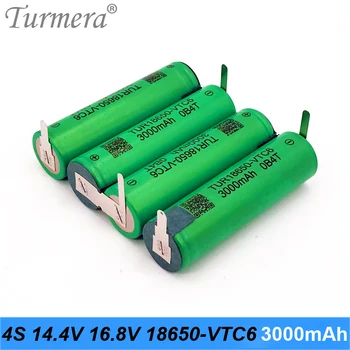 Turmera 3S 12,6 V 4S 16.8 V 5S 21V 6S 25V VTC6 Baterija TUR18650VTC6 3000mah Baterija 30A už 18V Atsuktuvas Baterija Tinkinti