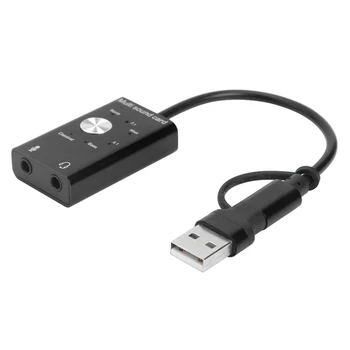 USB 2.0 Tipas-C Išorinę Garso Plokštę, 3,5 mm Jack Ausinių, Mikrofono, Audio Adapteris, Palaikymo 3D Garso 96KHz Režimo Galia