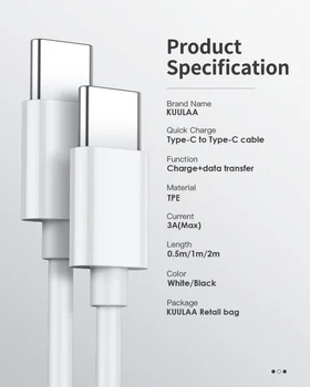 USB C Tipo Kabelis ForUSB-C Mobilųjį Telefoną,planšetinį kompiuterį Notebook Greitai Įkrauti Mobiliojo Telefono Įkrovimo Laidas Baltas Kabelis Samsung Galaxy