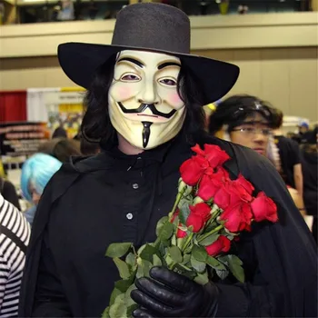V for Vendetta Mask Kelis Spalva Cosplay Kaukė Anoniminiai Kino Guy Fawkes Helovinas Maskuotis Šalis Šypsena Kaukė Joker Kaukė