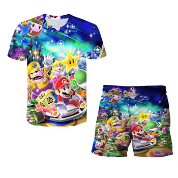Vaikai Marškinėliai Lenktynių Modelio Spausdinimo Mario 3D Marškinėliai Berniukams, Mergaitėms Juokinga Hip-Hop Streetwear Harajuku Klasikiniai Žaidimai Streetwear