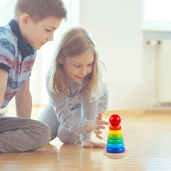 Vaikai Vaivorykštė Blokai Vaikas Mokymosi Žaislas Montessori Mediniai Žaislai, Kūdikių Spalvingas Medinių Blokų Vaikams Dovanas Švietimo Žaislai