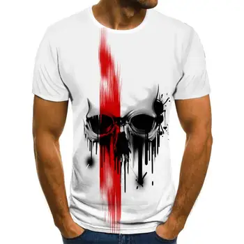Vasara vasara vyriški T-Shirt Naujas 3D spausdinimo t-shirt vyrų kaukolės velnias T-shirt Vasaros Black T-Shirt apvalus kaklas paplūdimio T-shirt