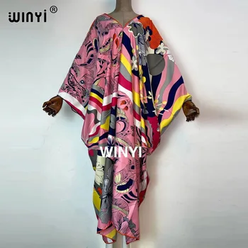 Vasaros Artimųjų Rytų aukštos kokybės rankų valcavimo ruoželiniu mados spausdinti gatvės WINYI Maxi moterų rūbeliai long beach V-kaklo Bohemijos suknelė