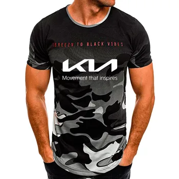 Vasaros atsitiktinis tendencija vyriški T-Shirt naujų KIA Automobilių Logotipu aukštos kokybės Medvilnės Harajuku Kamufliažas Vyrų viršūnes trumpas rankovės