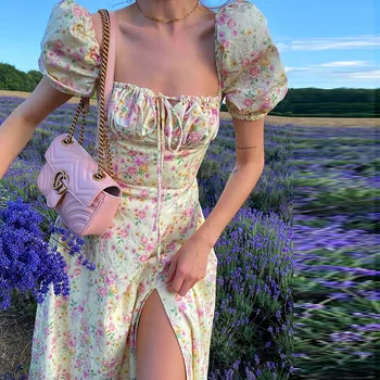 Vasaros Mados Elegantiškas Boho Spausdinti Ritininės Maxi Suknelė Moterims Romantiška Šalis Atostogų Paplūdimio Suknelės Atsitiktinis Gėlių Sundress Ponios 2021