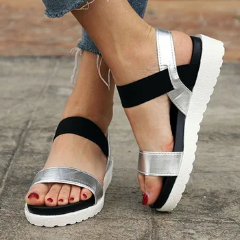 Vasaros sandalai moterims butas Batai peep-toe sandalias Romos sandalai moters laisvalaikio bateliai Ponios Fifo Avalynė 660w