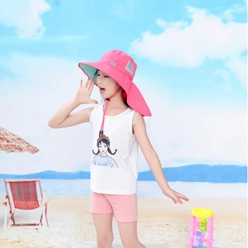 Vasaros Skrybėlę Vaikai UPF50 Berniukas Mergaitė Sun Beach (Su Kaklo Apsauga Orui String Plaukimo Lauko Priedų