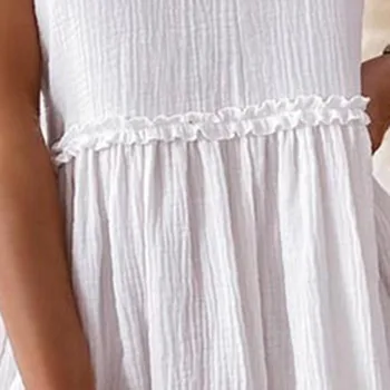 Vasaros Šviesos Mini Suknelė Kietas Trumpomis Rankovėmis V-Kaklo, Pynimas Suknelės Moterims Atsitiktinis Elegantiškas Namų Šaliai Trumpas Drabužių Baltas Juodas