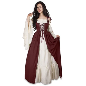 Vestido Viduramžių de S-6XL, disfraz de Helovinas para mujeres, Vestido de princesa de grande talla