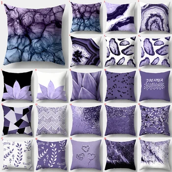 Violetinė Geometrinis Dekoratyvinė Pagalvėlė Padengti Pagalvės Užvalkalas Poliesterio, 45*45 Mesti Pagalvės Namų Dekoro Paprasta Marmuro Pillowcover