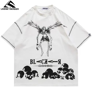 Vyrai Hip-Hop Harajuku Streetwear T-shirt Blogio Tamsoje Stiliaus Marškinėliai 2021 M. Vasarą trumpomis Rankovėmis Viršūnes Tees Prarasti Medvilnės Marškinėlius