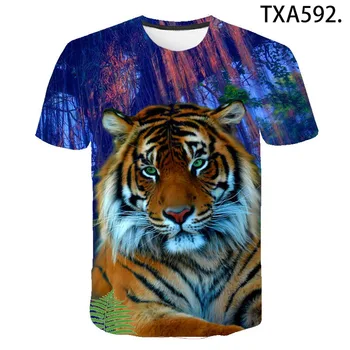 Vyriški ir moteriški vasaros atsitiktinis mados naujų viršuje T-shirt gyvūnų karalius tigrai marškinėliai trumpomis rankovėmis 3D spausdinimo stiliaus 2021