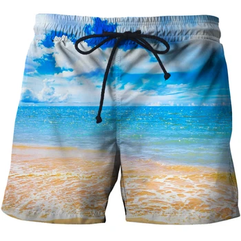 Vyriški Paplūdimio Šortai Jūros Sky 3D Spausdinimo Streetwear Gamtos Peizažas Mados Sportinę Valdybos Šortai Vyriškos Trumpos Kelnės Kelnės Drabužiai