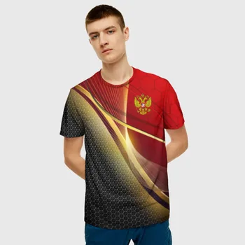 Vyriški T-shirt 3D Rusijos sportas: raudona ir juoda.