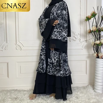 Vėliau Abayas Moterų Musulmonų Mados Dubajus Dydis Kimono Kukli Apranga, Moterų Megztinis Gražus Gėlių Spausdinti Ponios Abaja