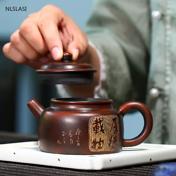 Yixing Retro Tradicinių arbatos puodą raudonos molio filtras arbatinukas grožio virdulys Raw rūdos Rankų darbo Boutique Arbatos rinkinys, Priedai 220ml