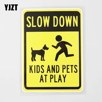 YJZT 10.3 CM X 14.2 CM Pasirašyti Sulėtinti Vaikams Gyvūnai Žaisti Gatvės Decal PVC Automobilių Lipdukas 12C-0178