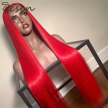 Zesen Raudonos Spalvos Nėriniai Priekiniai Plaukai Sintetiniai Prieš Nupešti, Tiesiai Kūno Banga Nėriniai Priekinio Perukai Su Kūdikio Plaukų, Juoda Moterų