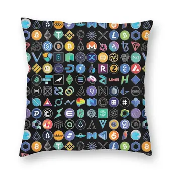 Šiaurės Stiliaus Kriptografijos Monetų Altcoin Logotipas Mesti Pagalvę Padengti Namų Dekoro Užsakymą Bitcoin Ethereum Pagalvėlė Padengti 45x45cm už Sofos