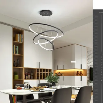 Šiuolaikinių LED 3 Ratas Žiedai Šviestuvai Aliuminio korpuse, pakabukas lempa, Valgomasis, Gyvenamasis Kambarys Lampar