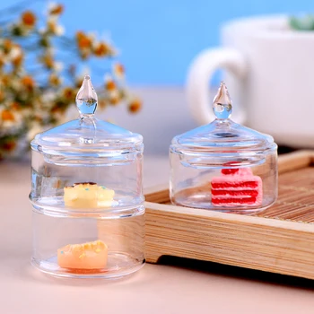 1:12 Miniatiūriniai Lėlių Daugiasluoksnės Saldainiai Jar Maisto Desertas Gali Doll House Dekoro