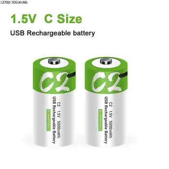1,5 V C Dydžio 5000mWh Įkraunama Baterija, Universalus USB Įkrovimo Baterijas Įkrauti Lipo Ličio Polimerų Baterija