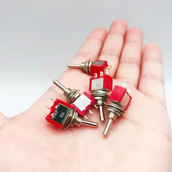 1/5vnt raudona mini 3pin 6mm skaičius 2/3 pozicija save-iš naujo perjungti iešmus,-APIE(DĖL)DPDT mini jungiklis, jungikliai, 6A/125V 3A/250V AC MTS-112