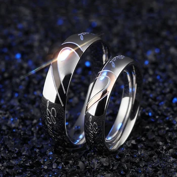 1 Gabalas Romantiška Pora Vestuvių, Sužadėtuvių Mėgėjams Žiedas Pusė Širdies Įspūdį Vyrų Papuošalai Jo & Jos Pažadas Žiedas