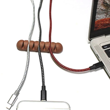 1 Vnt 7 tvirtinimo taškai USB Kabelis Organizatorius Vielos Vijurkas Ausinių Ausinės Laikiklis Pelės Laido Silikono Įrašą, Telefono Linija, Darbastalio Valdymo