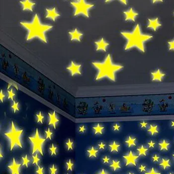 100VNT Vaikų, Miegamojo, Fluorescencinis Švytėjimas Tamsoje Žvaigždžių Sienų Lipdukai šviesos apšvietimas iki žvaigždžių lipdukas geriausia dovana vaikams