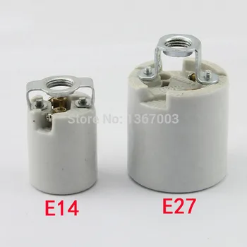 10VNT E14 E27 aukštos temperatūros keramikos lempos laikiklis galvute, 660 w 250 voltų, sraigtiniai lempos laikiklis, keramikos E14 E27 lizdas