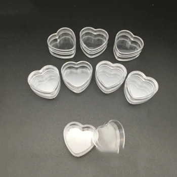10vnt skaidraus Plastiko Širdies Formos Kremas laukus Tuščius skaidraus Plastiko Vazonas Jar Dėžės, Kosmetikos Atveju Skaidrus Makiažas Bakas