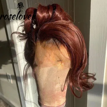 13x4 Nėriniai Priekiniai Žmogaus Plaukų Perukai Tiesiai Rudos Spalvos Brazilijos Banguoti PrePlucked Glueless Remy Plaukų Juodosios Moterų Balinti Mazgai