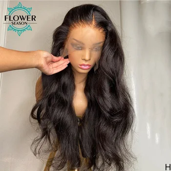 13x6 HD Nėriniai Priekiniai Žmogaus Plaukų Perukai 180% Brazilijos Kūno Banga Žmogaus Plaukų Perukai Skaidrus Nėriniai Priekinės Perukas PrePlucked FlowerSeason