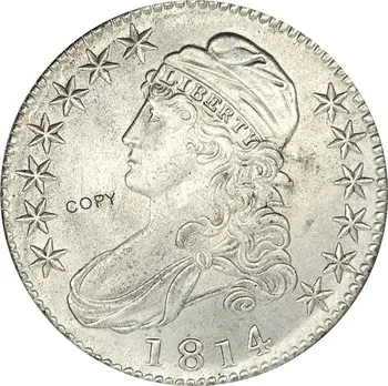 1814 jav 50 Centų ½ Doleris Laisvės Erelis Apribota Krūtinė Pusę Dolerio Cupronickel Sidabrą, Sidabro Juoda Kopijuoti Monetos