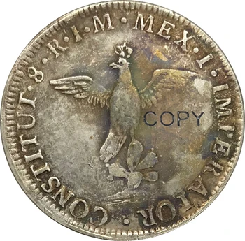 1822 Meksika 8 Reales Cupronickel Padengti Sidabro Monetos Kopija