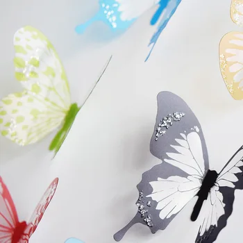 18PCS/SET 3D Crystal Butterfly Sienų Lipdukai Kūrybos Drugeliai su Deimantu, Namų Dekoro Vaikų Kambario Dekoravimo Menas, Sienų Lipdukai