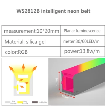 1m 2m 3m USB WS2812B Silikagelio Lanksčias LED Neon Lichter Namų Dekoration Formos 
