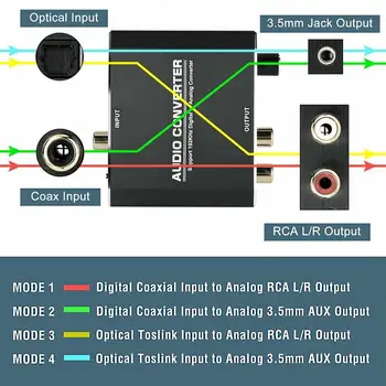 1Pcs Skaitmeninio Į Analoginį Garso Keitiklis Optinis Coaxial Audio Optinė RCA Adapteris Jack Karšta Pluošto Adapterio Kabelis, 3.5 mm D1Q2